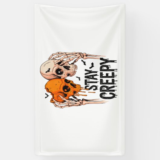 Blijf griezelig PNG, Retro Skull Halloween Spandoek (Verticaal)
