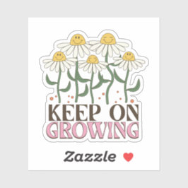 Blijf groeien positieve citaten Retro bloemen Sticker