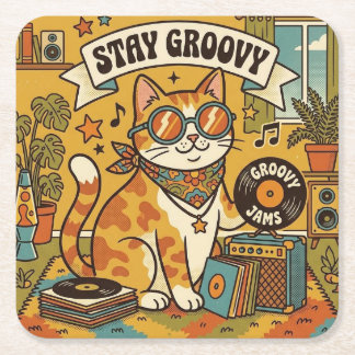 Blijf groovy | Dierenliefhebber | Bohemië Vierkante Kartonnen Onderzetter