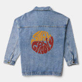 Blijf Groovy met een plons rood en geel Denim Jacket (Achterkant)