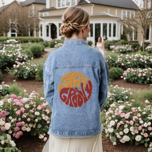 Blijf Groovy met een plons rood en geel Denim Jacket (Huwelijk Achterkant)