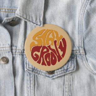 Blijf Groovy met een plons rood en geel Ronde Button 4,0 Cm
