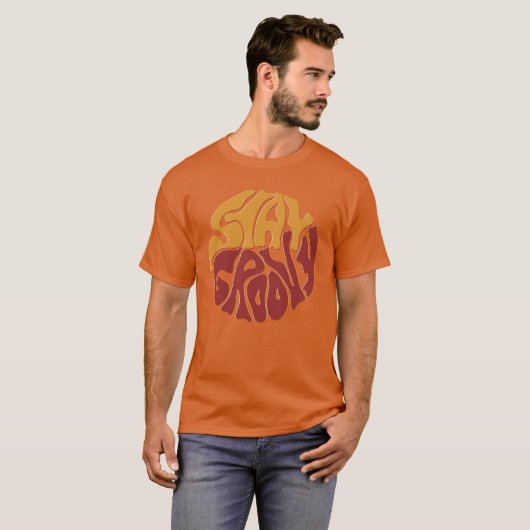 Blijf Groovy met een plons rood en geel T-shirt (Voorkant volledig)