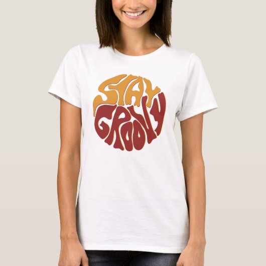 Blijf Groovy met een plons rood en geel T-shirt (Voorkant)