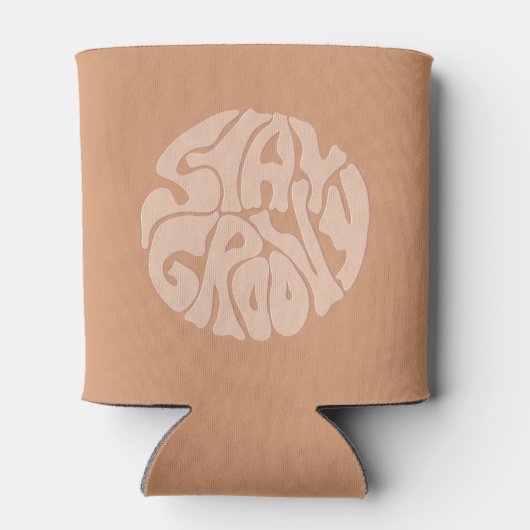 Blijf Groovy Retro Beige Blikjeskoeler (Achterkant)