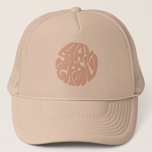 Blijf Groovy Retro Beige Trucker Pet (Voorkant)