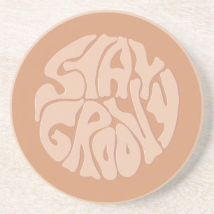 Blijf Groovy Retro Beige Zandsteen Onderzetter