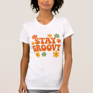 Blijf groovy retro daisy flower power design t-shirt