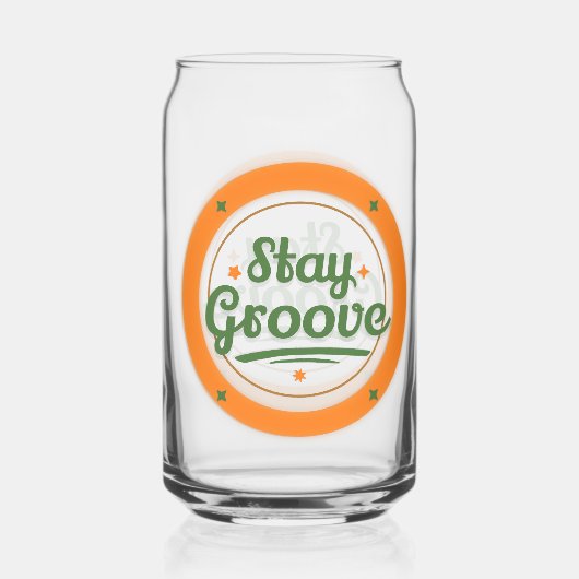 "Blijf Groovy" Retro Design Drinkglas Blikvorm Glas (Voorkant)