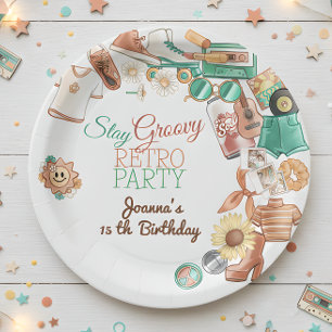 Blijf groovy retro verjaardagsfeestje papieren bordje