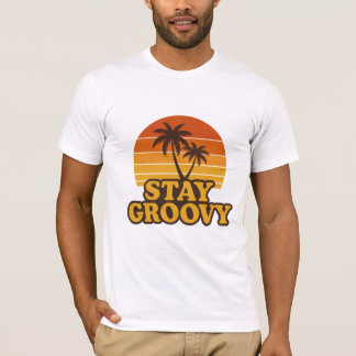 Blijf Groovy Retro Zonsondergang T-Shirt