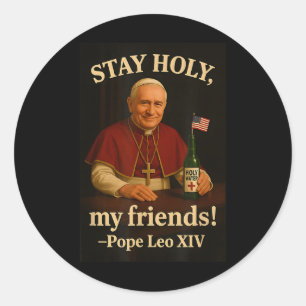 Blijf Heilige Paus Leo XIV Amerikaanse Paus Fan Ar Ronde Sticker