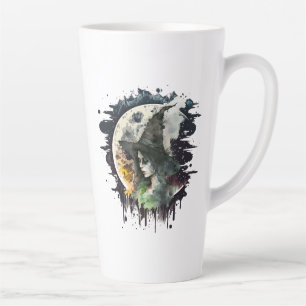 Blijf heks Heks en Volle Maan Halloween Latte Mok