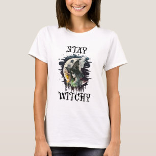 Blijf Hekserig Halloween Heks en Vollemaan T-shirt