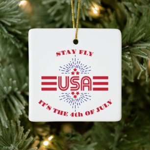 Blijf hip het is 4 juli keramische kerstboomversie keramisch ornament