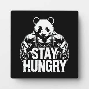 Blijf hongerig, Gym Panda, Bodybuilding Motivatie Fotoplaat