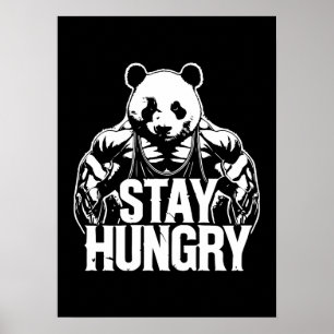 Blijf hongerig, Gym Panda, Bodybuilding Motivatie Poster