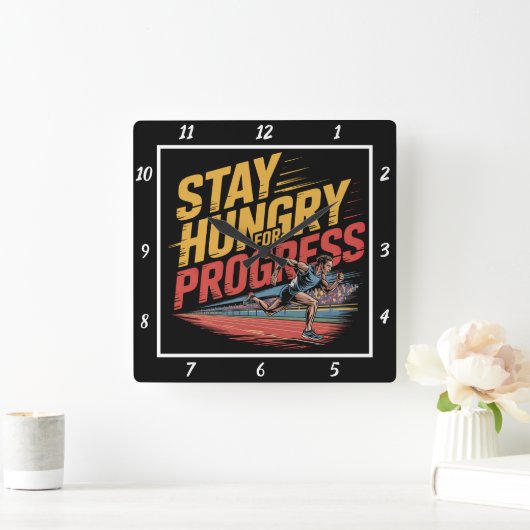 Blijf hongerig naar Progress Runner Vierkante Klok (Huis)