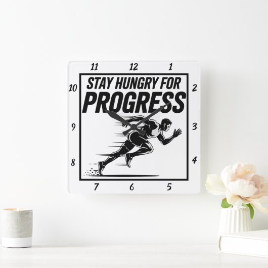 Blijf hongerig naar Progress Runner Vierkante Klok (Huis)