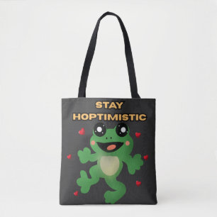 Blijf Hoptimistisch Cute Frog Pun Grappige Frog Li Draagtas