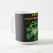 Blijf Hoptimistisch Cute Frog Pun Grappige Frog Li Koffiemok (Voorkant links)