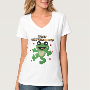 Blijf Hoptimistisch Cute Frog Pun Grappige Frog Li T-shirt