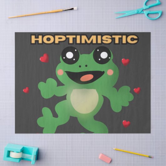 Blijf Hoptimistisch Cute Frog Pun Grappige Kikker  Tissuepapier (Craft)