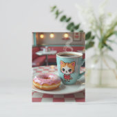 Blijf in contact met deze Schattigee Donut en Koff Briefkaart (Staand voorkant)