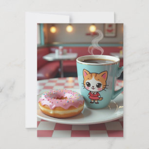 Blijf in contact met deze Schattigee Donut en Koff Briefkaart