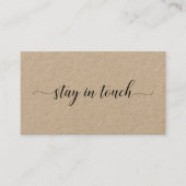 Blijf in contact met elegant Black Script Kraft Contactkaartje (Voorkant)