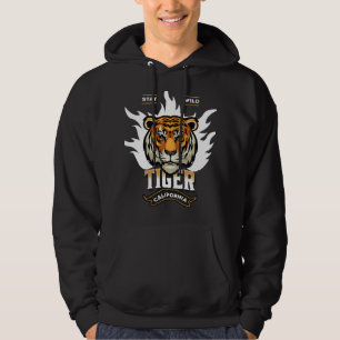 Blijf in het wild Tiger Californië Moderne witte b Hoodie