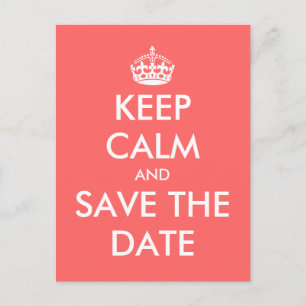 Blijf kalm Bewaar de datum briefkaart   Koraalroze