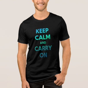 Blijf kalm Draag op Motivatie Blauw Gradient Dark Tri-Blend Shirt