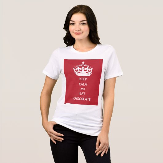 Blijf Kalm EET CHOCOLADE Tri-Blend Shirt (Voorkant volledig)