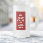 Blijf kalm en bel 999 - UK Emergency Number Matglas Bierpul