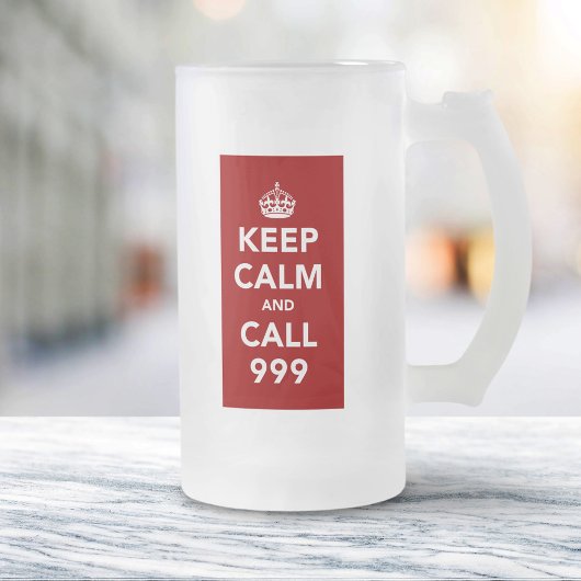 Blijf kalm en bel 999 - UK Emergency Number Matglas Bierpul