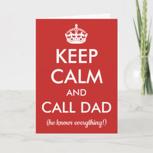 Blijf kalm en bel papa   Willekeurige kleur Vaderd Kaart