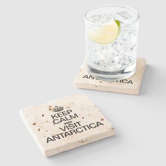 BLIJF KALM EN BEZOEK ANTARCTICA STENEN ONDERZETTER (Zijkant)