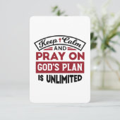 Blijf kalm en bid dat Gods plan onbeperkt is Bedankkaart (Staand voorkant)