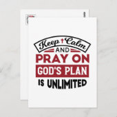 Blijf kalm en bid dat Gods plan onbeperkt is Briefkaart (Voorkant / Achterkant)