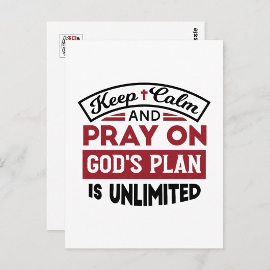 Blijf kalm en bid dat Gods plan onbeperkt is Briefkaart (Voorkant / Achterkant)