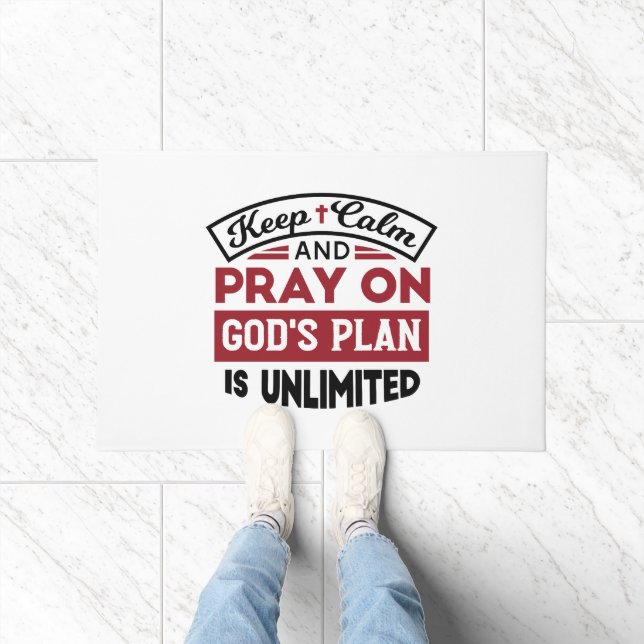 Blijf kalm en bid dat Gods plan onbeperkt is Deurmat (Binnen)