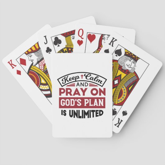 Blijf kalm en bid dat Gods plan onbeperkt is Pokerkaarten (Achterkant)