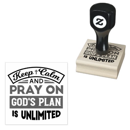 Blijf kalm en bid dat Gods plan onbeperkt is Rubberstempel (Gestempeld)