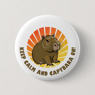 Blijf kalm en Capybara aan! Ronde Button 5,7 Cm