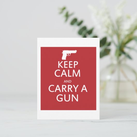 Blijf kalm en draag een Pistool Briefkaart (Staand voorkant)