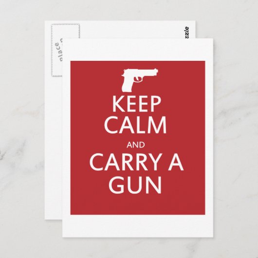Blijf kalm en draag een Pistool Briefkaart (Voorkant / Achterkant)