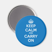 Blijf kalm en draag op cirkelmagneet - blauw magneet (Voorkant / Achterkant)