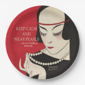 Blijf kalm en Draag Pearls Deco Douche Papier Bord (Voorkant)