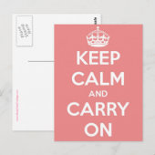 Blijf kalm en draag roze Briefkaart (Voorkant / Achterkant)